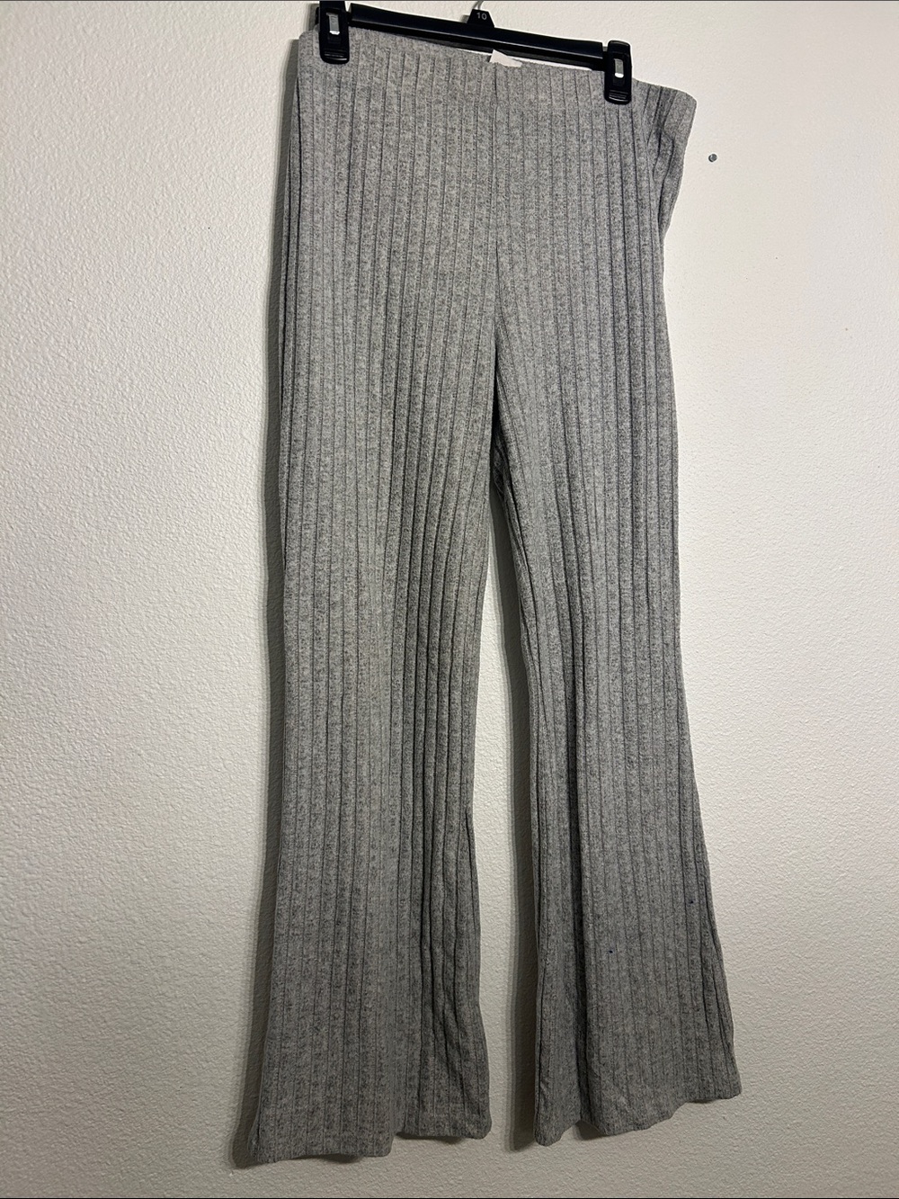 No Boundaries Light Gray Ribbed Flare Knit Pants
